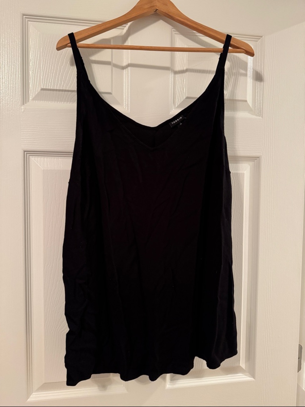 torrid Black V-Neck Spaghetti Rayon Strap Tank